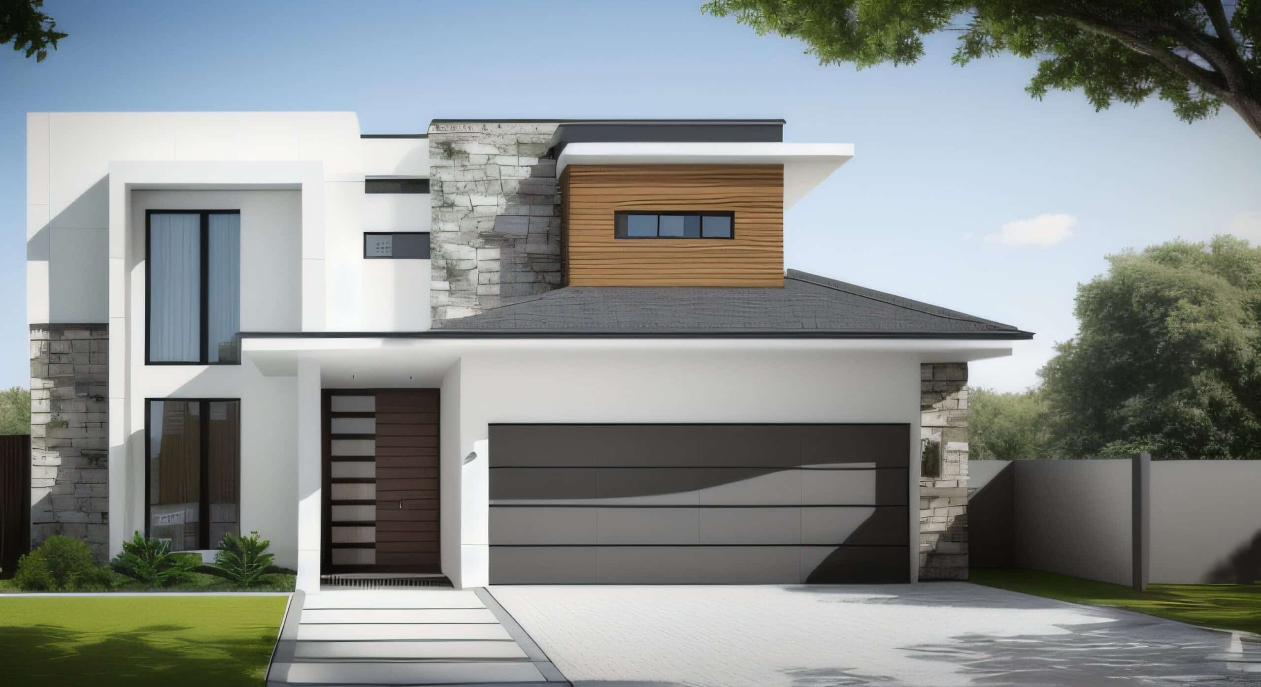 Photo realistic 3D Rendering of modern, construction home