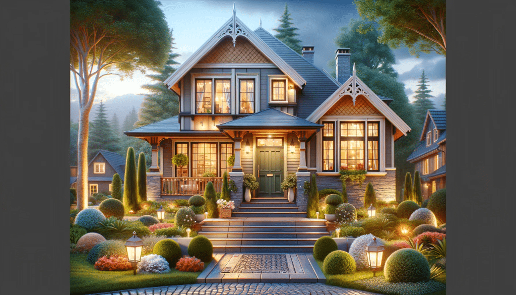 A featured blog image for the article titled 'BOOST YOUR HOME’S CHARM_ 10 AESTHETIC EXTERIOR TIPS'. The image should depict a charming