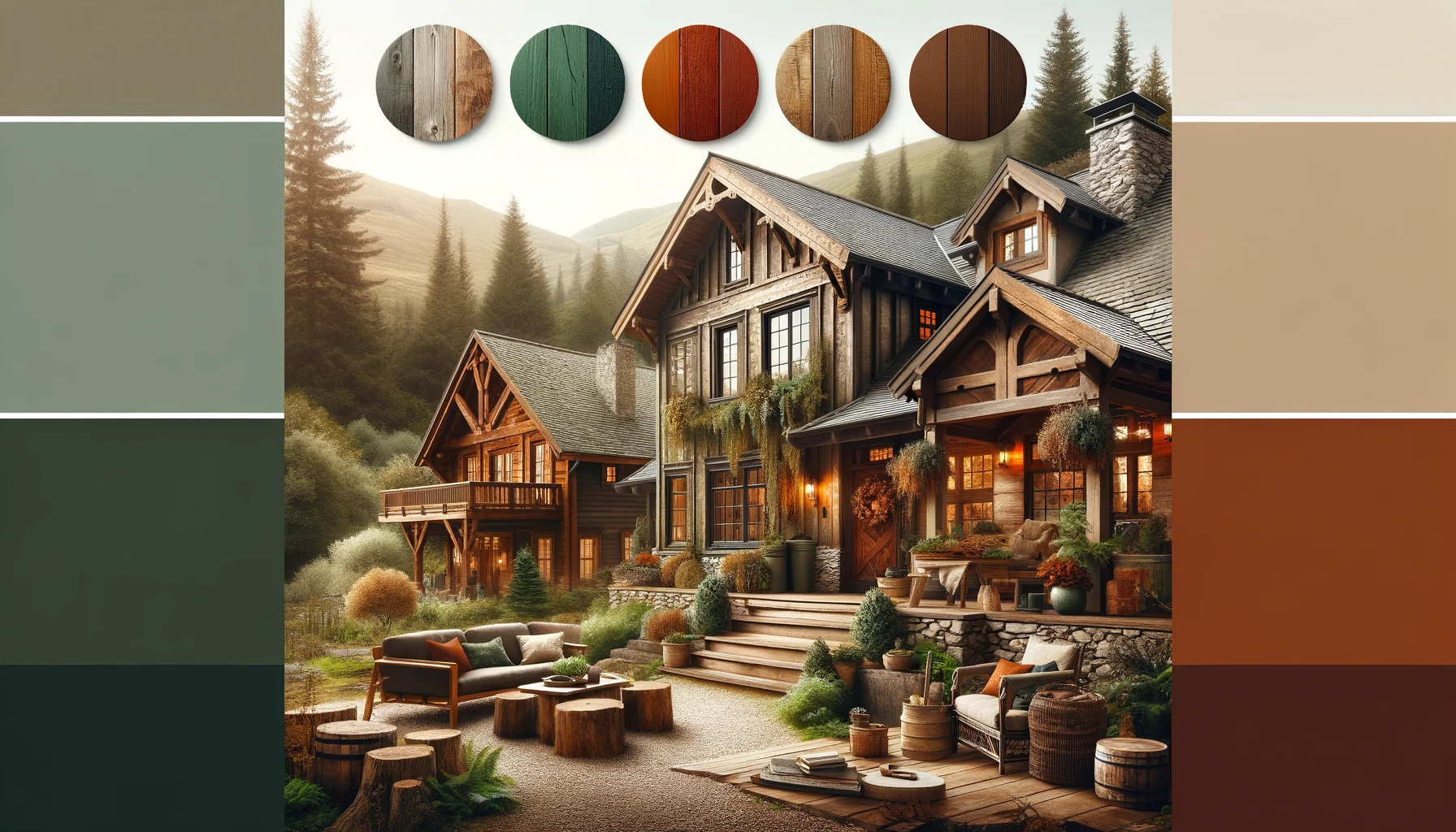 A featured blog image for the article titled 'TOP RUSTIC EXTERIOR PAINT COLORS_ ELEVATE YOUR HOME WITH THE FADE GROUP'. The image should display a ran